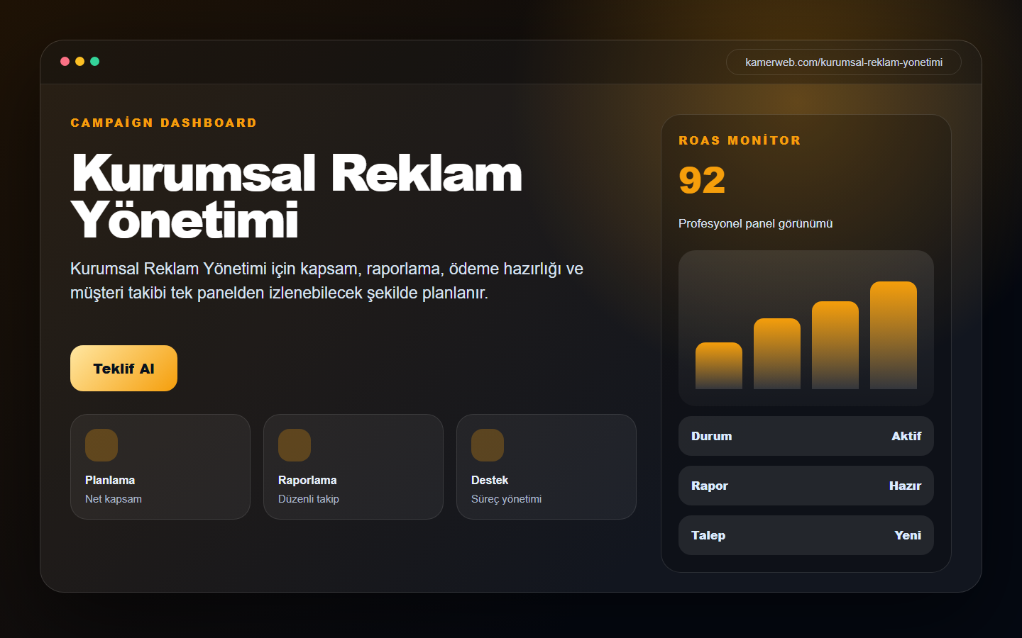 Kurumsal Reklam Yönetimi demo website screenshot