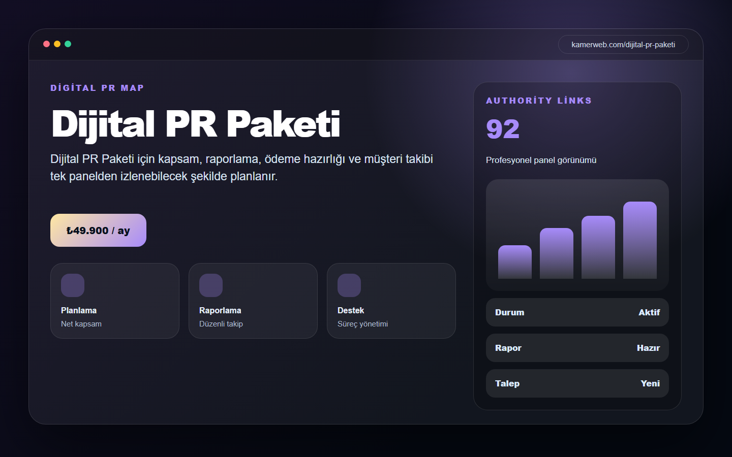 Dijital PR Paketi demo site ekran görüntüsü