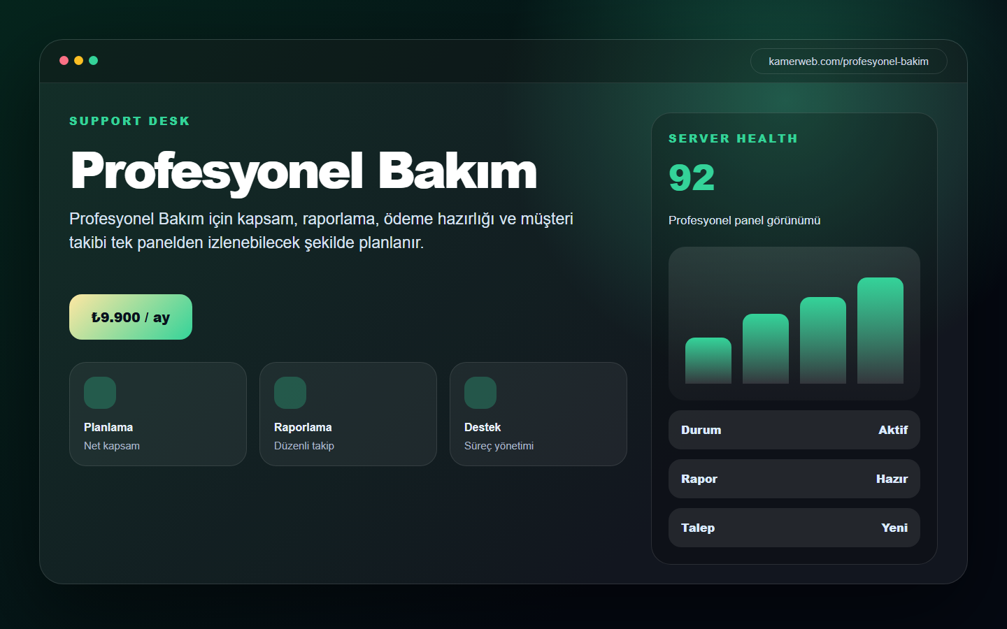 Bakım ve Support Paketleri görsel paneli