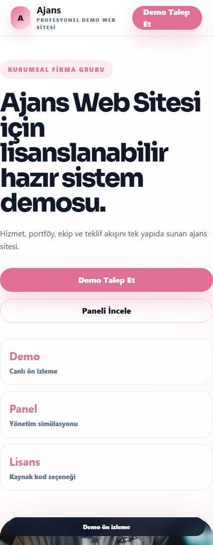 Ajans Web Sitesi mobil demo screenshot