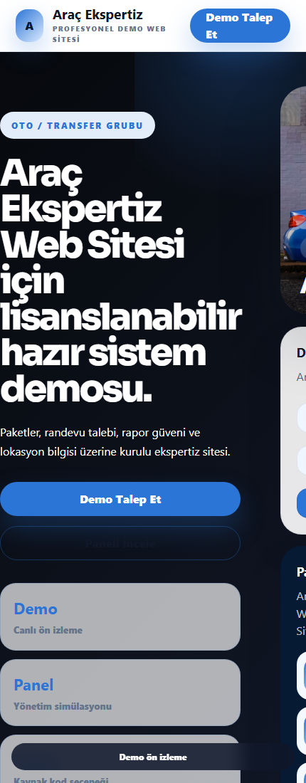 Araç Ekspertiz Web Sitesi mobil demo screenshot