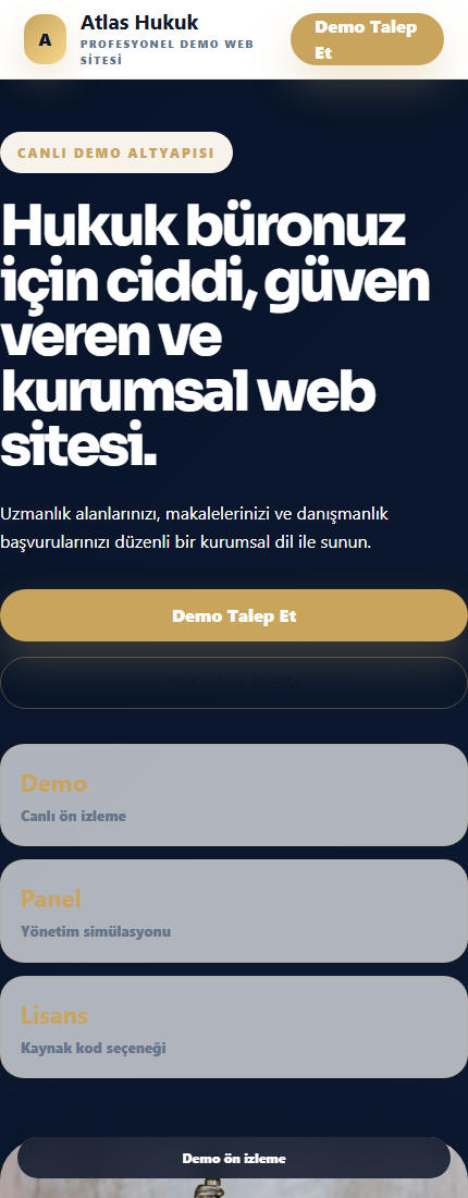 Avukat Web Sitesi mobil demo screenshot