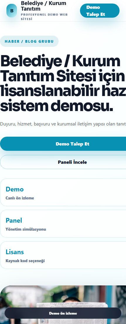 Belediye / Kurum Tanıtım Sitesi mobil demo screenshot
