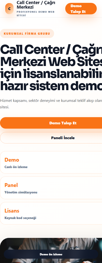 Call Center / Çağrı Merkezi Web Sitesi mobil demo screenshot