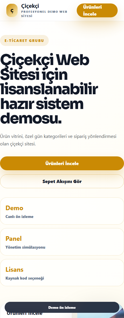 Çiçekçi Web Sitesi mobil demo screenshot