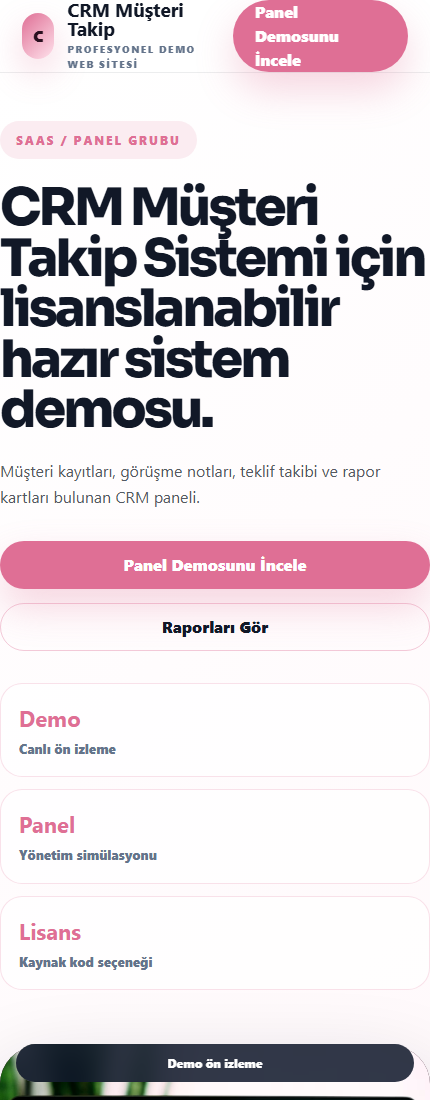 CRM Müşteri Takip Sistemi mobil demo screenshot