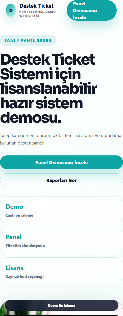 Destek Ticket Sistemi mobil demo screenshot