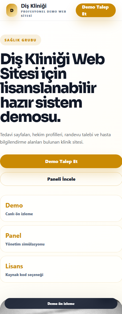 Diş Kliniği Web Sitesi mobil demo screenshot