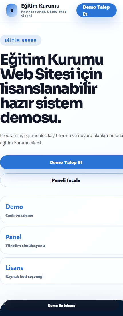 Eğitim Kurumu Web Sitesi mobil demo screenshot