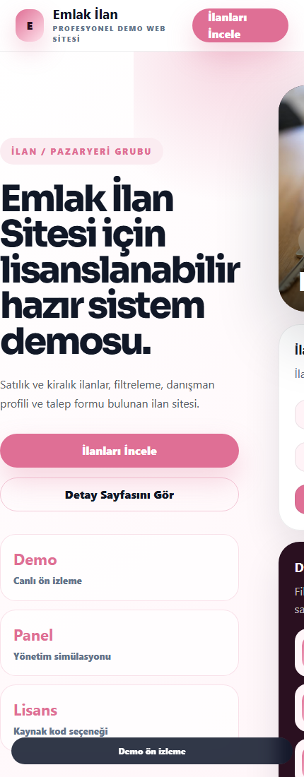 Emlak İlan Sitesi mobil demo screenshot
