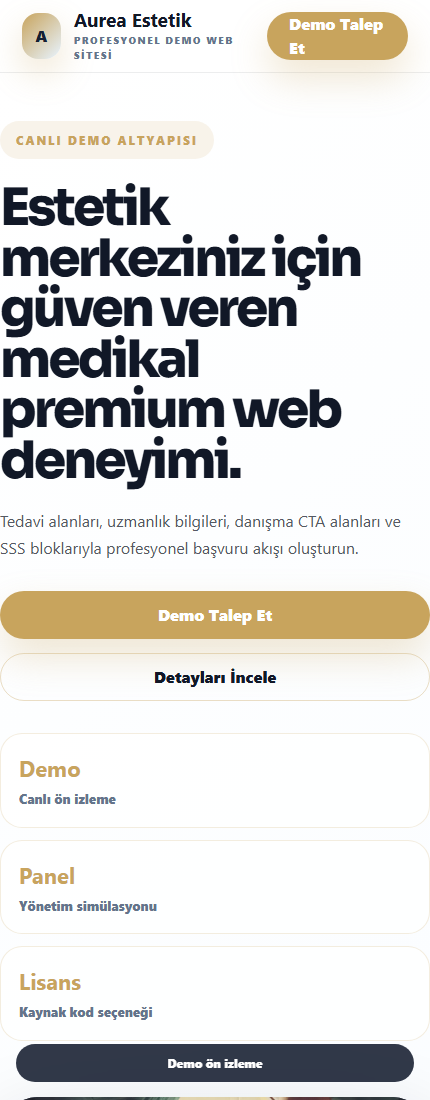 Estetik Merkezi Web Sitesi mobil demo screenshot