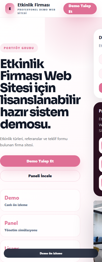 Etkinlik Firması Web Sitesi mobil demo screenshot
