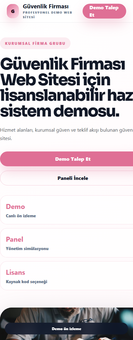 Güvenlik Firması Web Sitesi mobil demo screenshot
