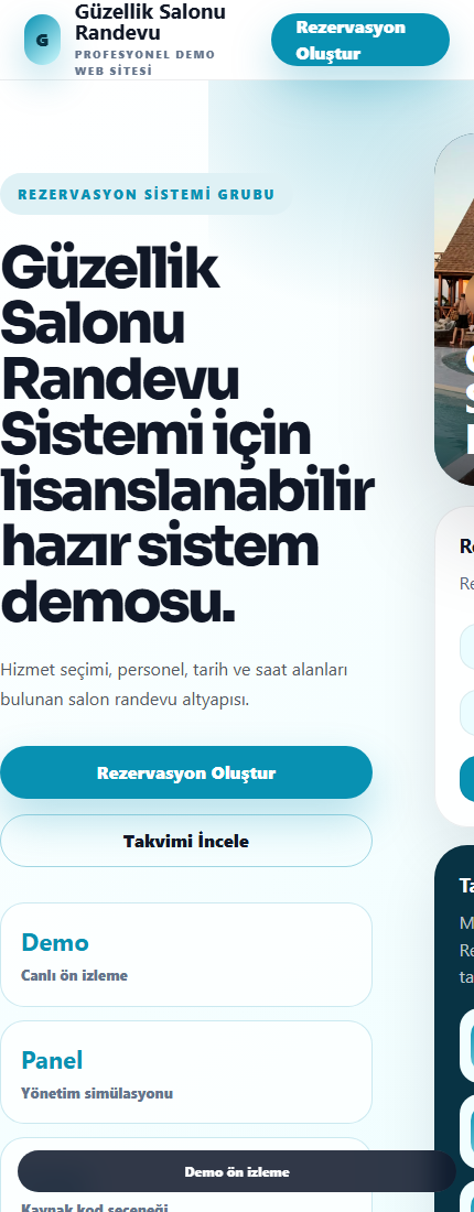 Güzellik Salonu Randevu Sistemi mobil demo screenshot