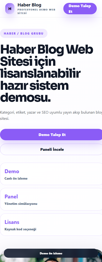 Haber Blog Web Sitesi mobil demo screenshot