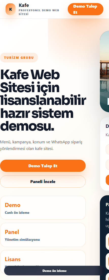 Kafe Web Sitesi mobil demo screenshot