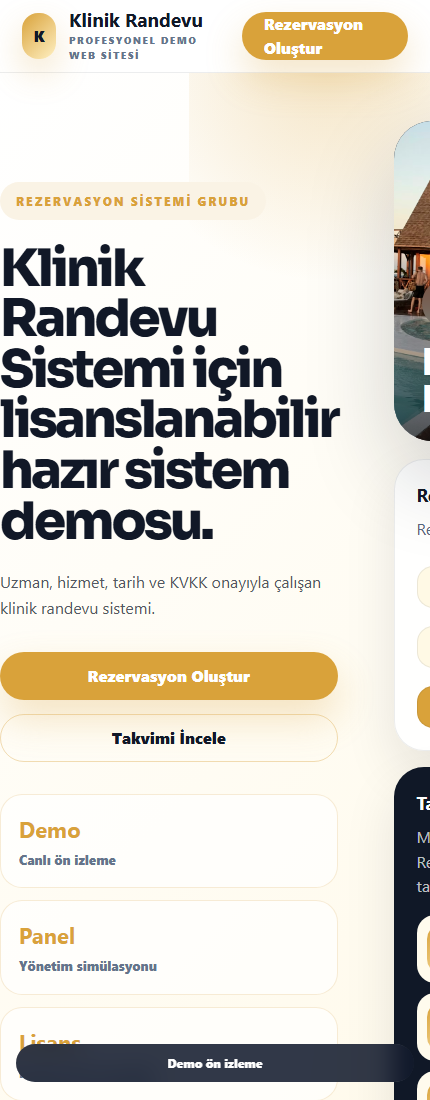 Klinik Randevu Sistemi mobil demo screenshot