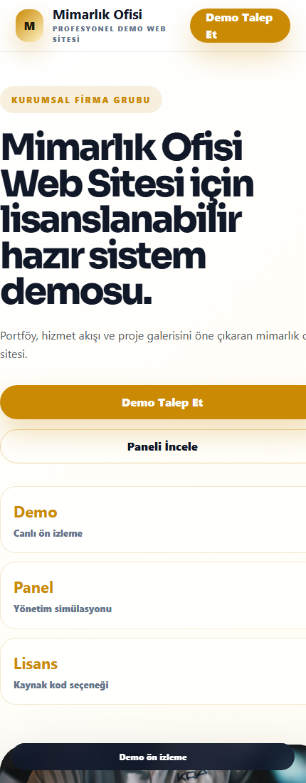 Mimarlık Ofisi Web Sitesi mobil demo screenshot