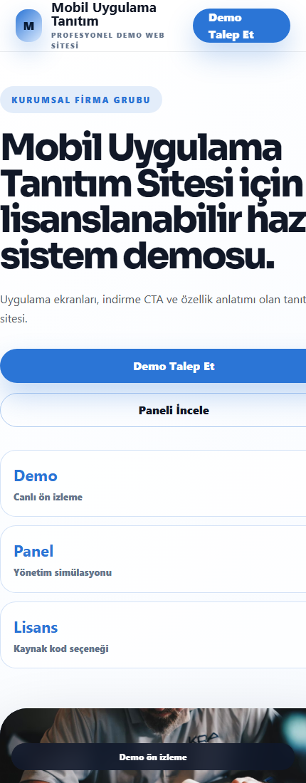 Mobil Uygulama Tanıtım Sitesi mobil demo screenshot