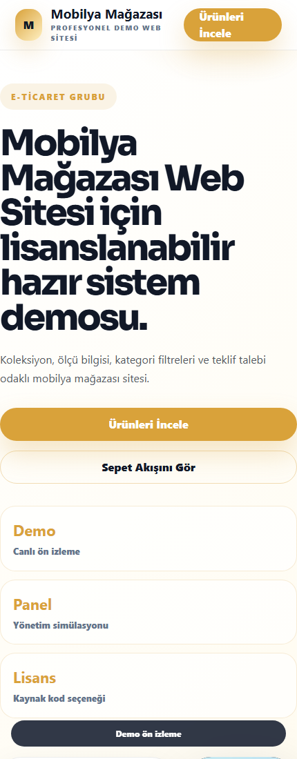 Mobilya Mağazası Web Sitesi mobil demo screenshot