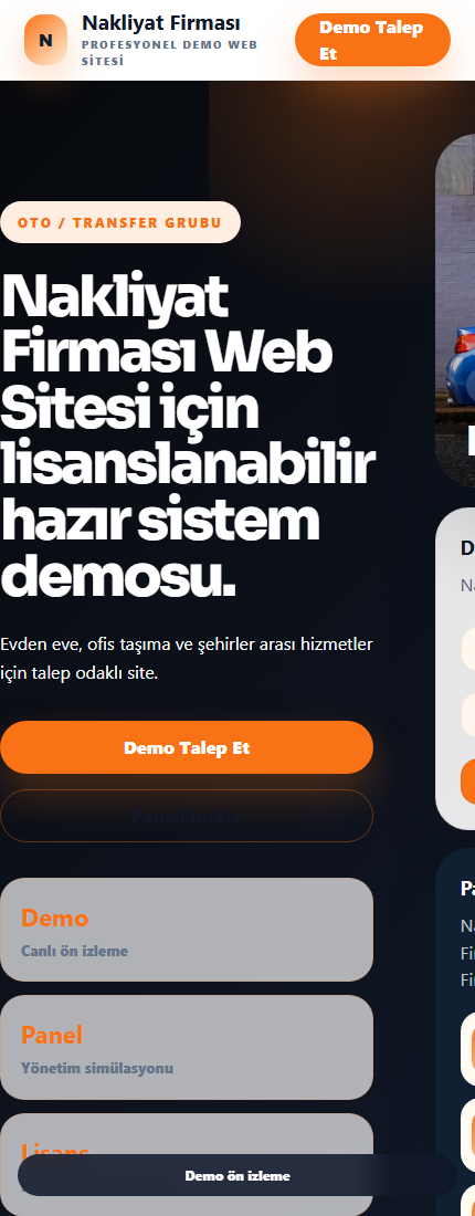 Nakliyat Firması Web Sitesi mobil demo screenshot