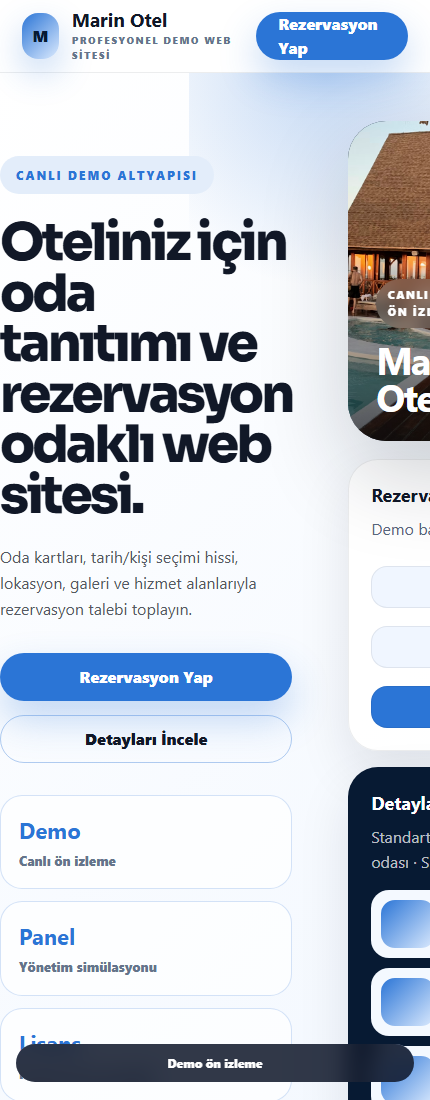 Otel Web Sitesi mobil demo screenshot