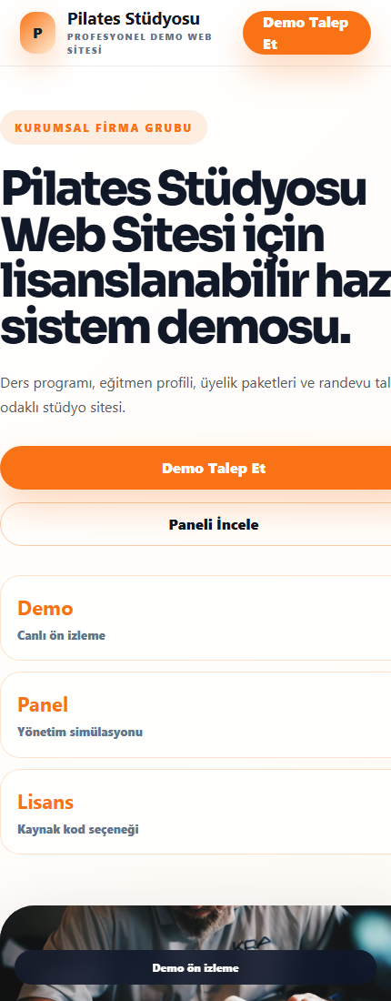 Pilates Stüdyosu Web Sitesi mobil demo screenshot