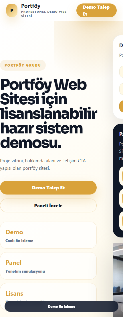 Portföy Web Sitesi mobil demo screenshot