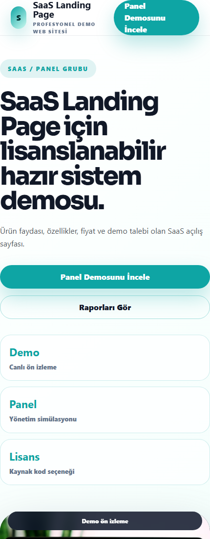 SaaS Landing Page mobil demo screenshot