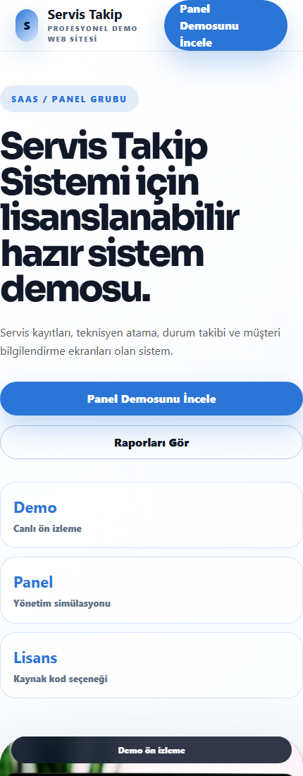 Servis Takip Sistemi mobil demo screenshot