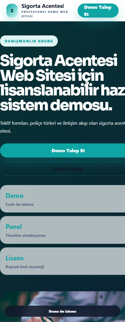 Sigorta Acentesi Web Sitesi mobil demo screenshot