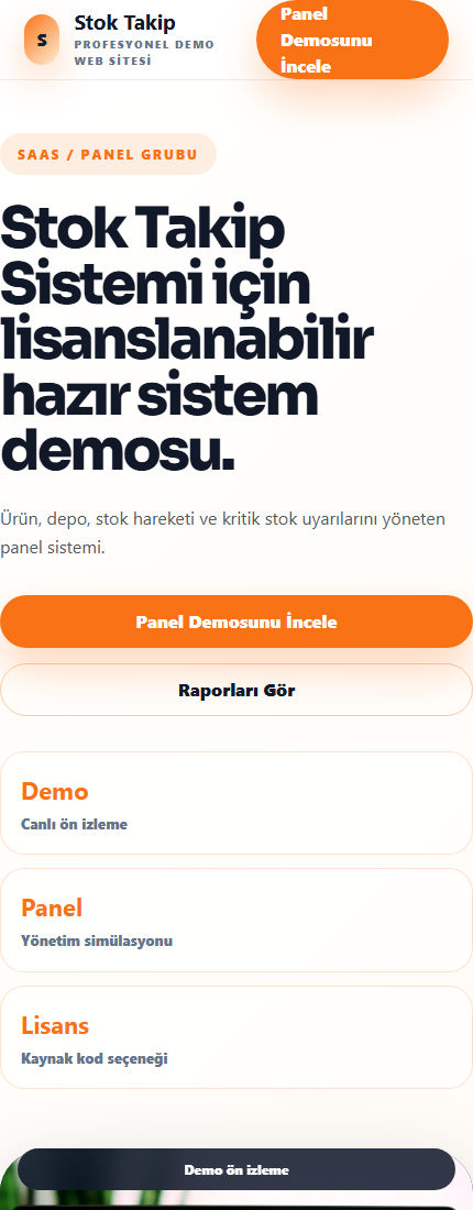 Stok Takip Sistemi mobil demo screenshot
