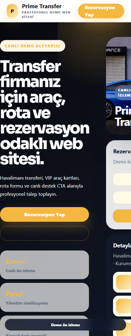 Transfer Firması Web Sitesi mobil demo screenshot