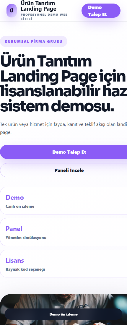 Ürün Tanıtım Landing Page mobil demo screenshot