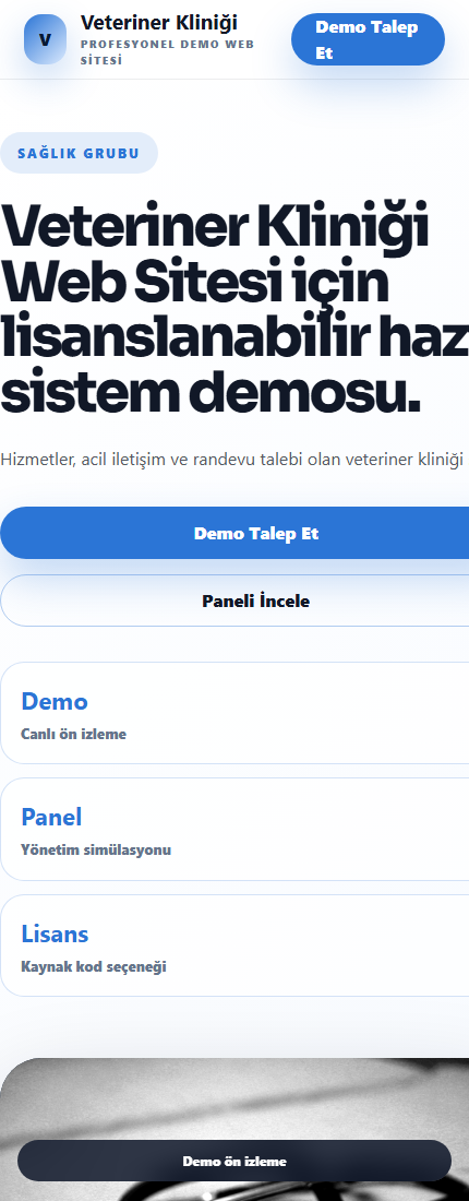 Veteriner Kliniği Web Sitesi mobil demo screenshot