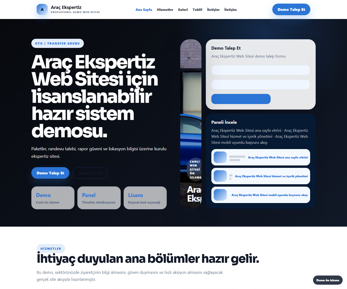 Araç Ekspertiz Web Sitesi büyük web sitesi ön izleme görseli