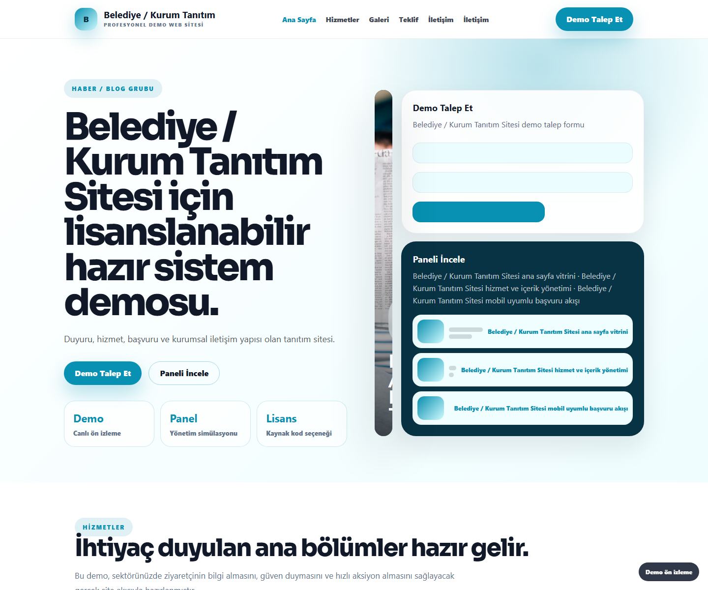 Belediye / Kurum Tanıtım Sitesi ödeme ürün özeti görseli