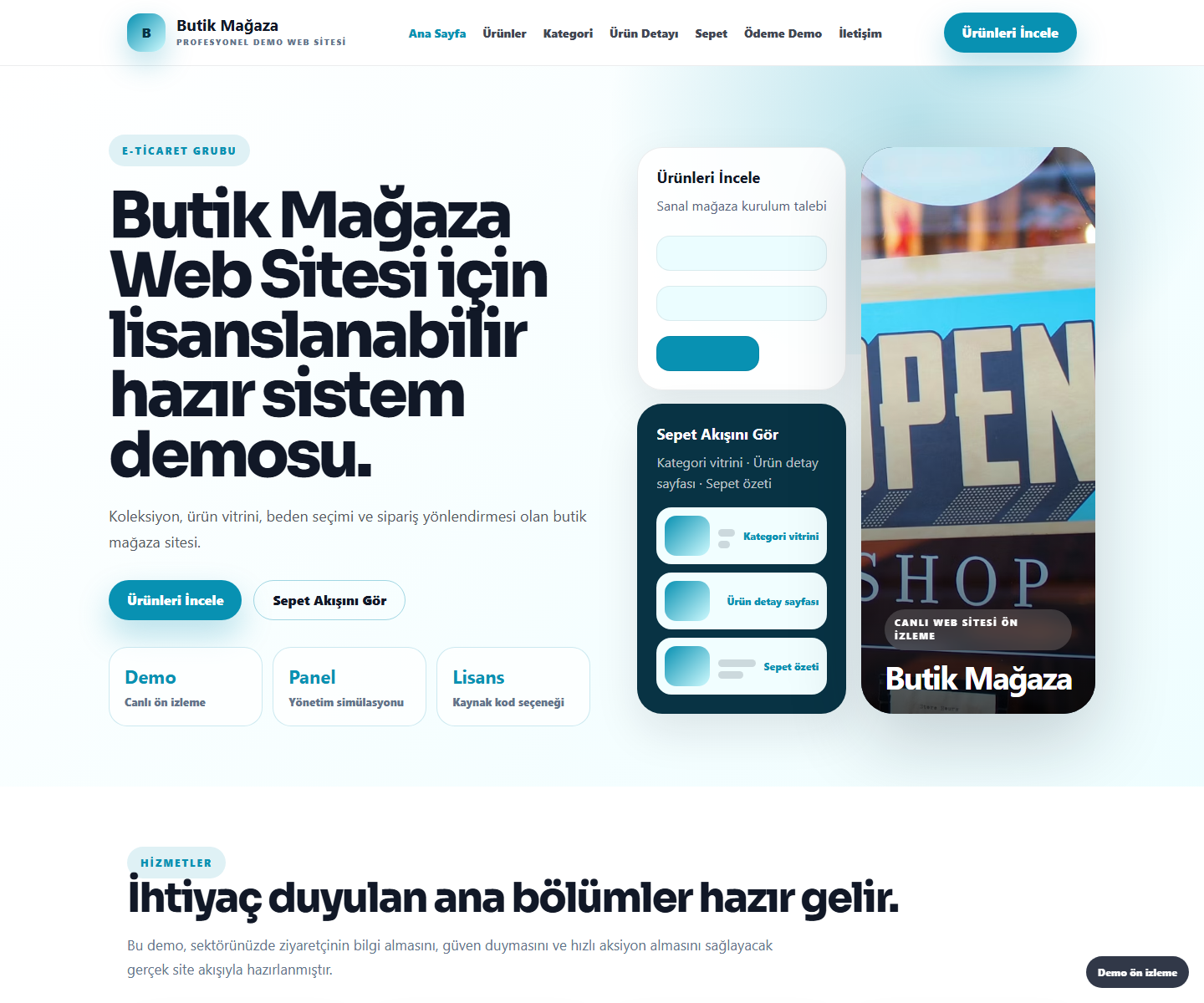 Butik Mağaza Web Sitesi ödeme ürün özeti görseli