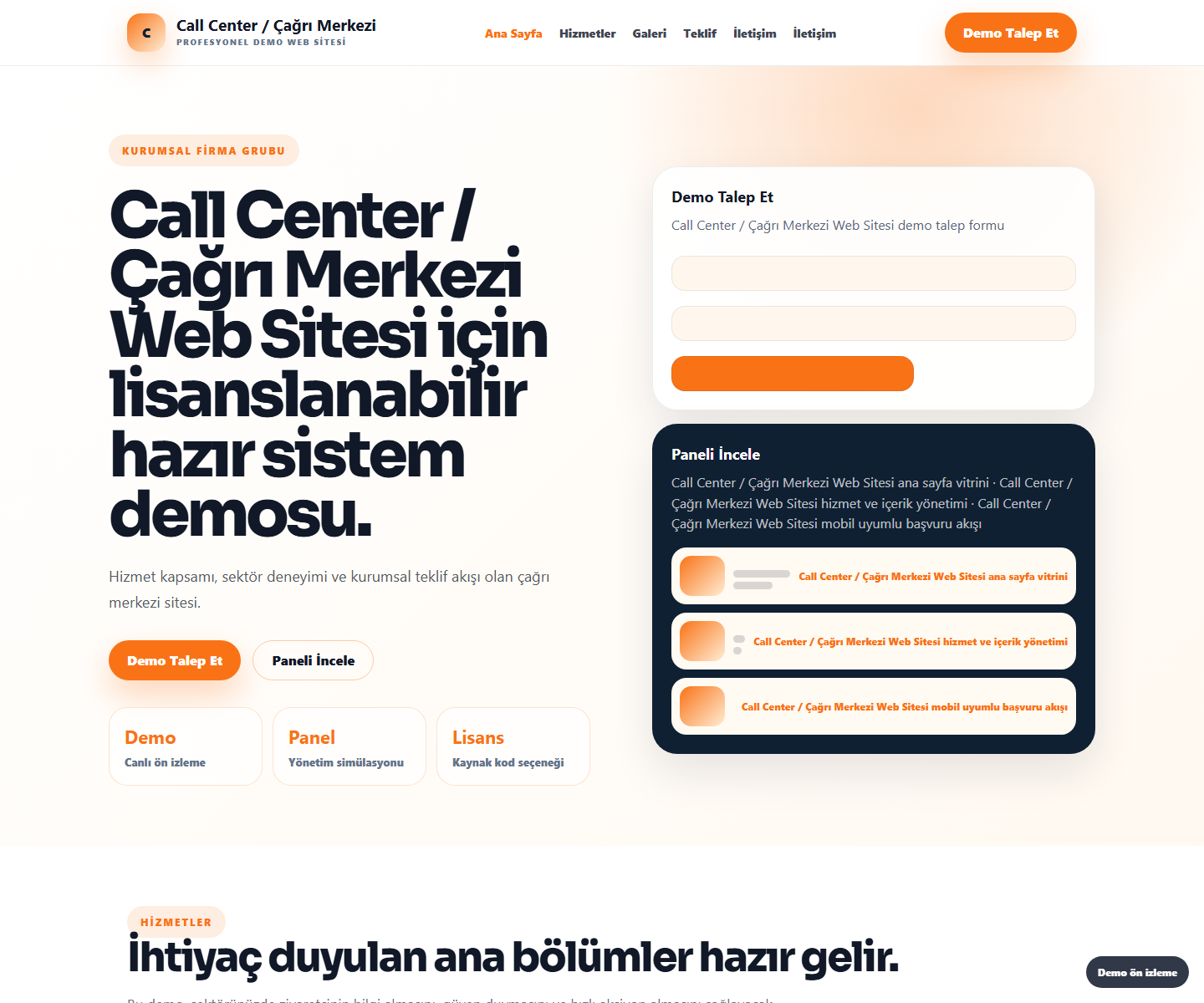 Call Center / Çağrı Merkezi Web Sitesi ödeme ürün özeti görseli