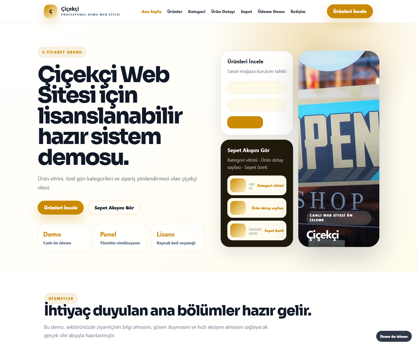 Çiçekçi Web Sitesi ödeme ürün özeti görseli