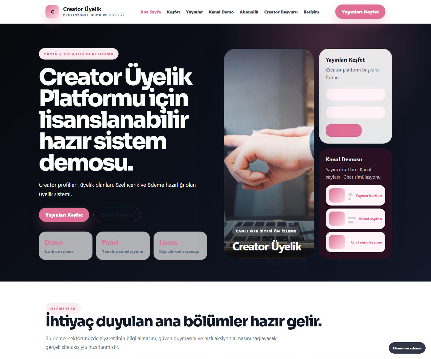 Creator Üyelik Platformu ödeme ürün özeti görseli