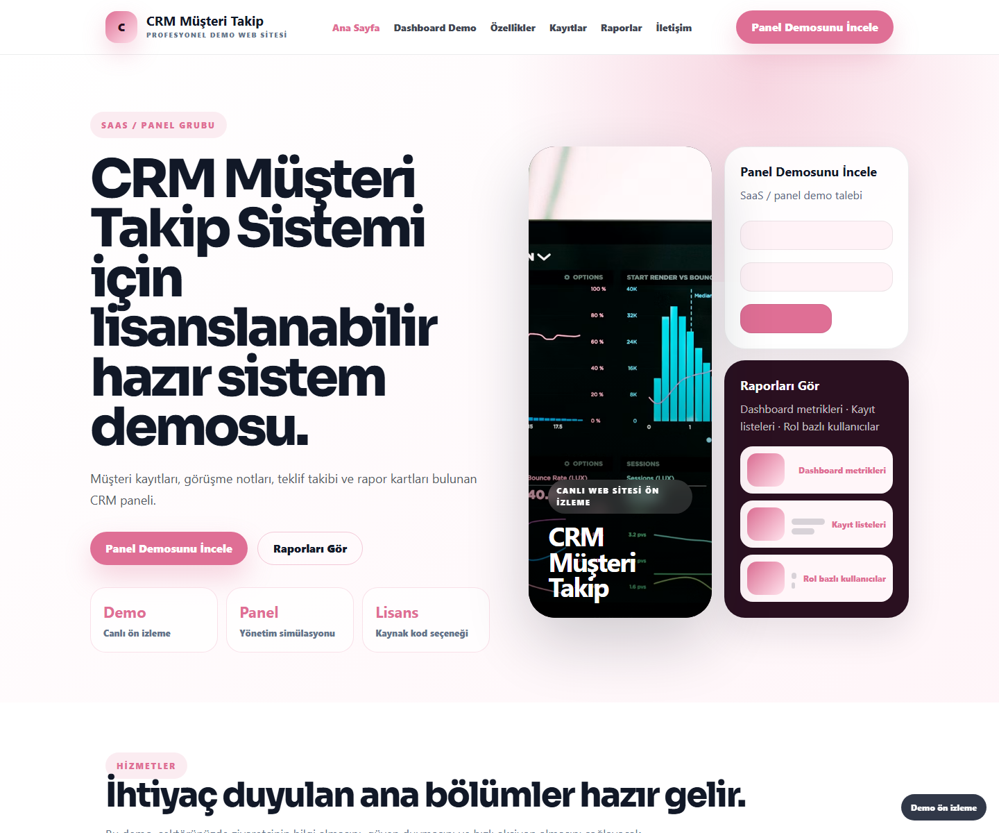 CRM Müşteri Takip Sistemi ödeme ürün özeti görseli
