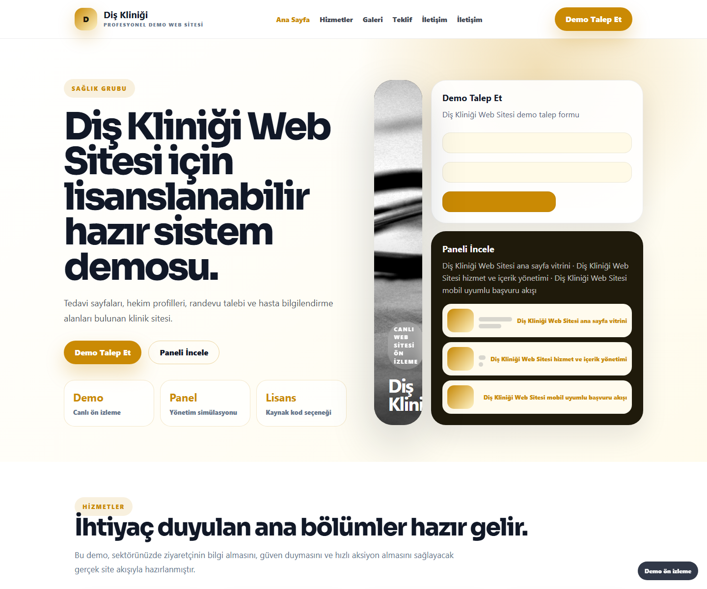 Diş Kliniği Web Sitesi ödeme ürün özeti görseli