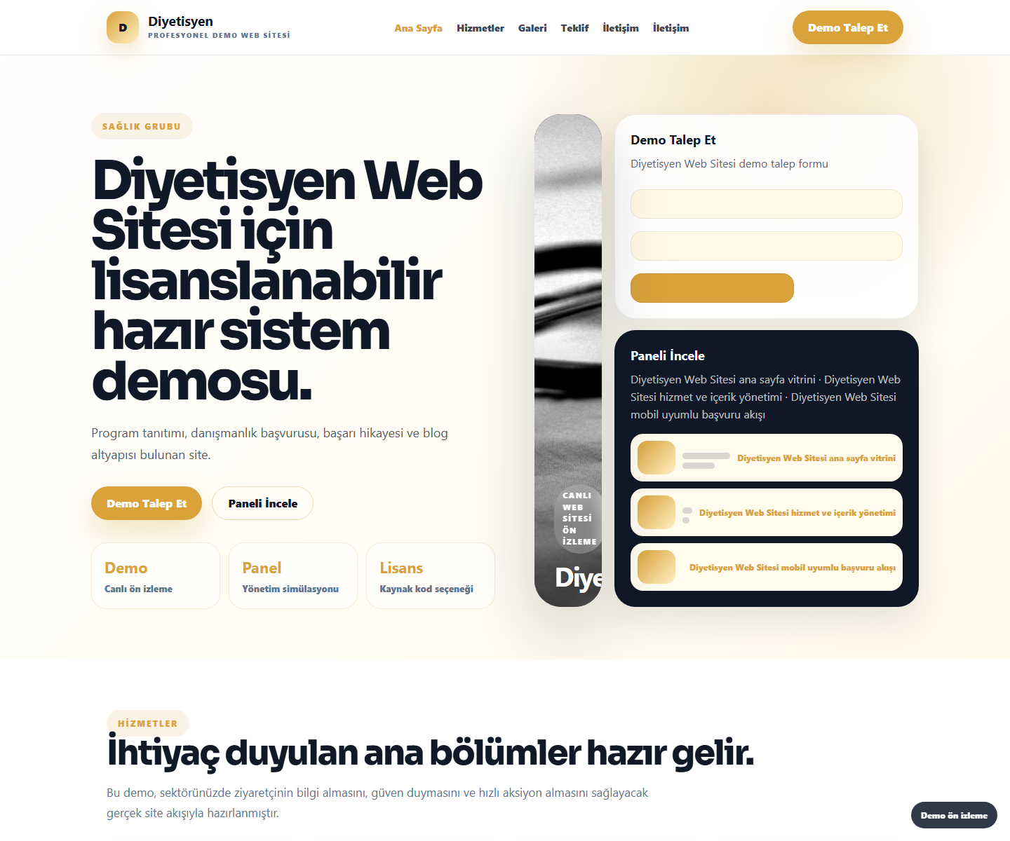Diyetisyen Web Sitesi ödeme ürün özeti görseli