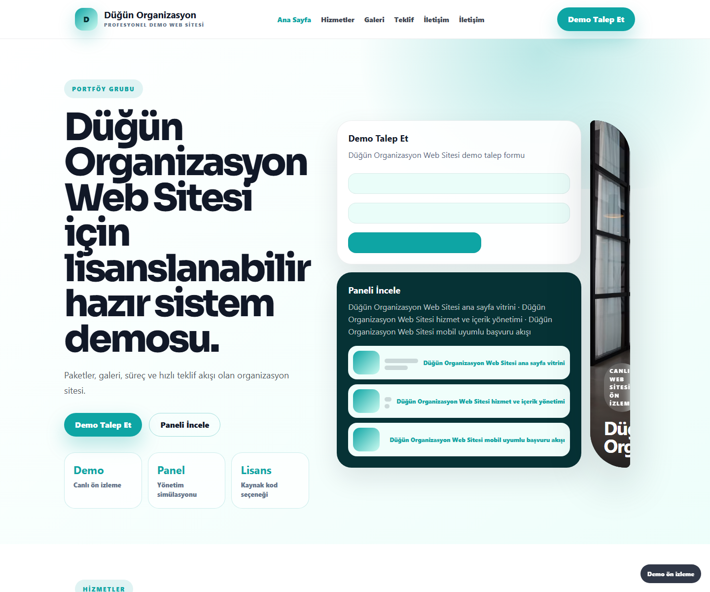 Düğün Organizasyon Web Sitesi ödeme ürün özeti görseli