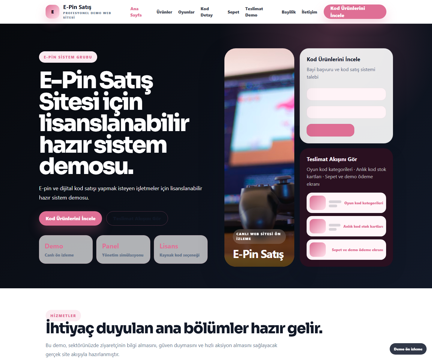 E-Pin Satış Sitesi ödeme ürün özeti görseli