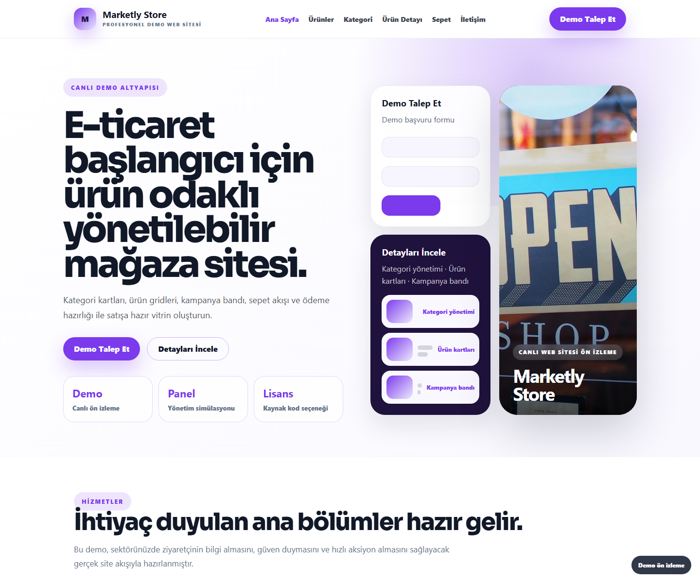 E-Ticaret Başlangıç Sitesi büyük web sitesi ön izleme görseli