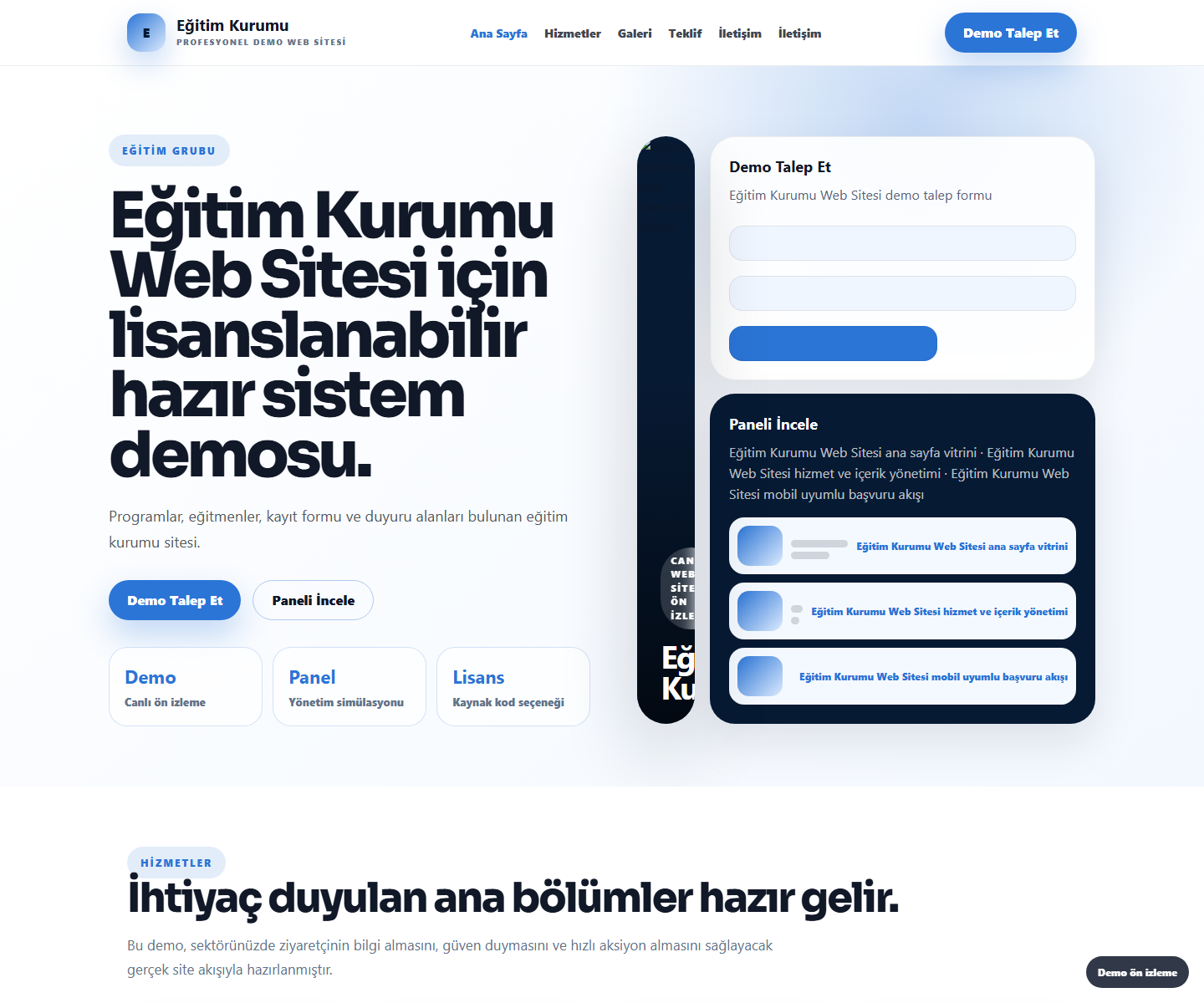Eğitim Kurumu Web Sitesi ödeme ürün özeti görseli