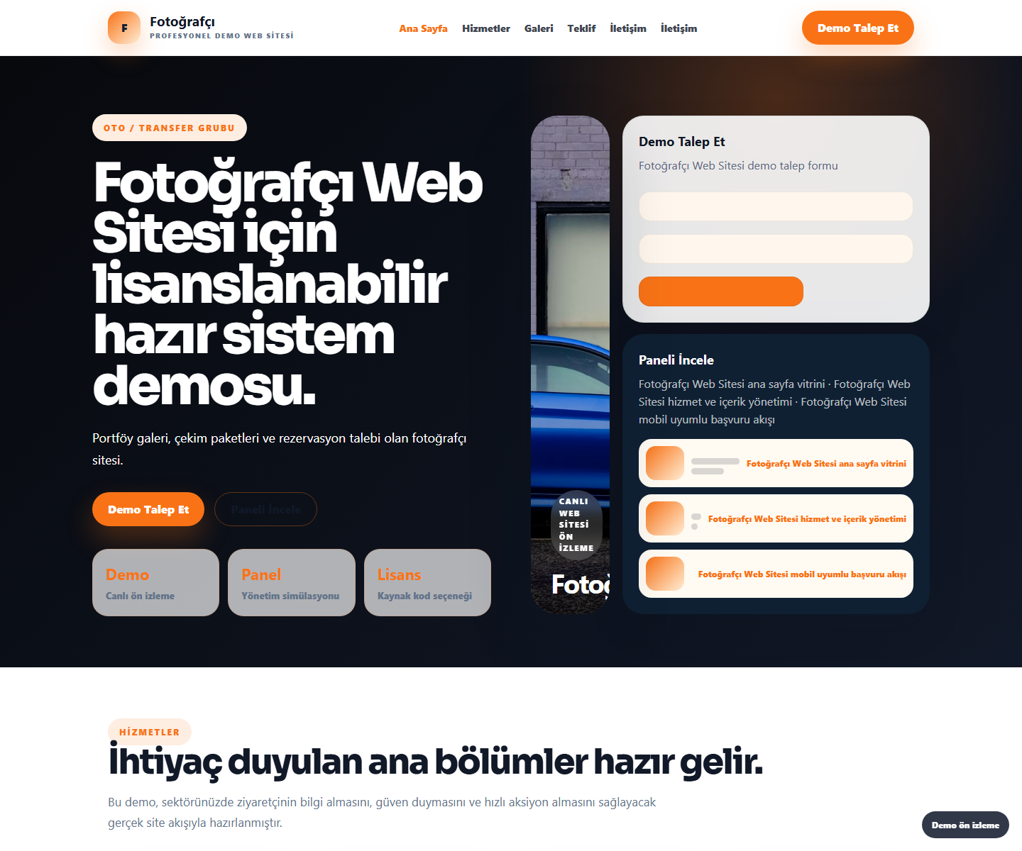 Fotoğrafçı Web Sitesi büyük web sitesi ön izleme görseli