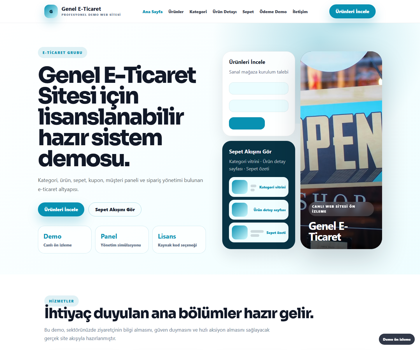 Genel E-Ticaret Sitesi ödeme ürün özeti görseli